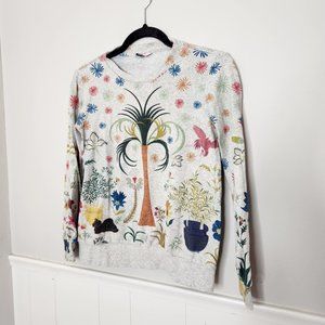 THE KIT “Rumi” Tropical Botanical Print Sweatshirt
